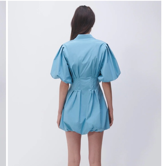 Cleo Balloon Mini Dress- Blue Balloon Mini Shirt Dress! - Picture 6 of 11